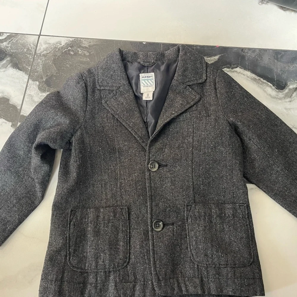 Old Navy Gray Pea Coat with Structured Shoulders 5T